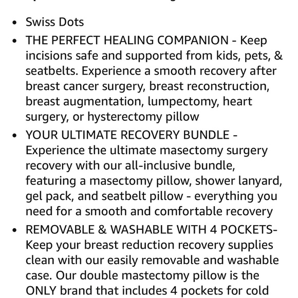 Lavender Mastectomy pillow with pockets and gel pad - Picture 2 of 4